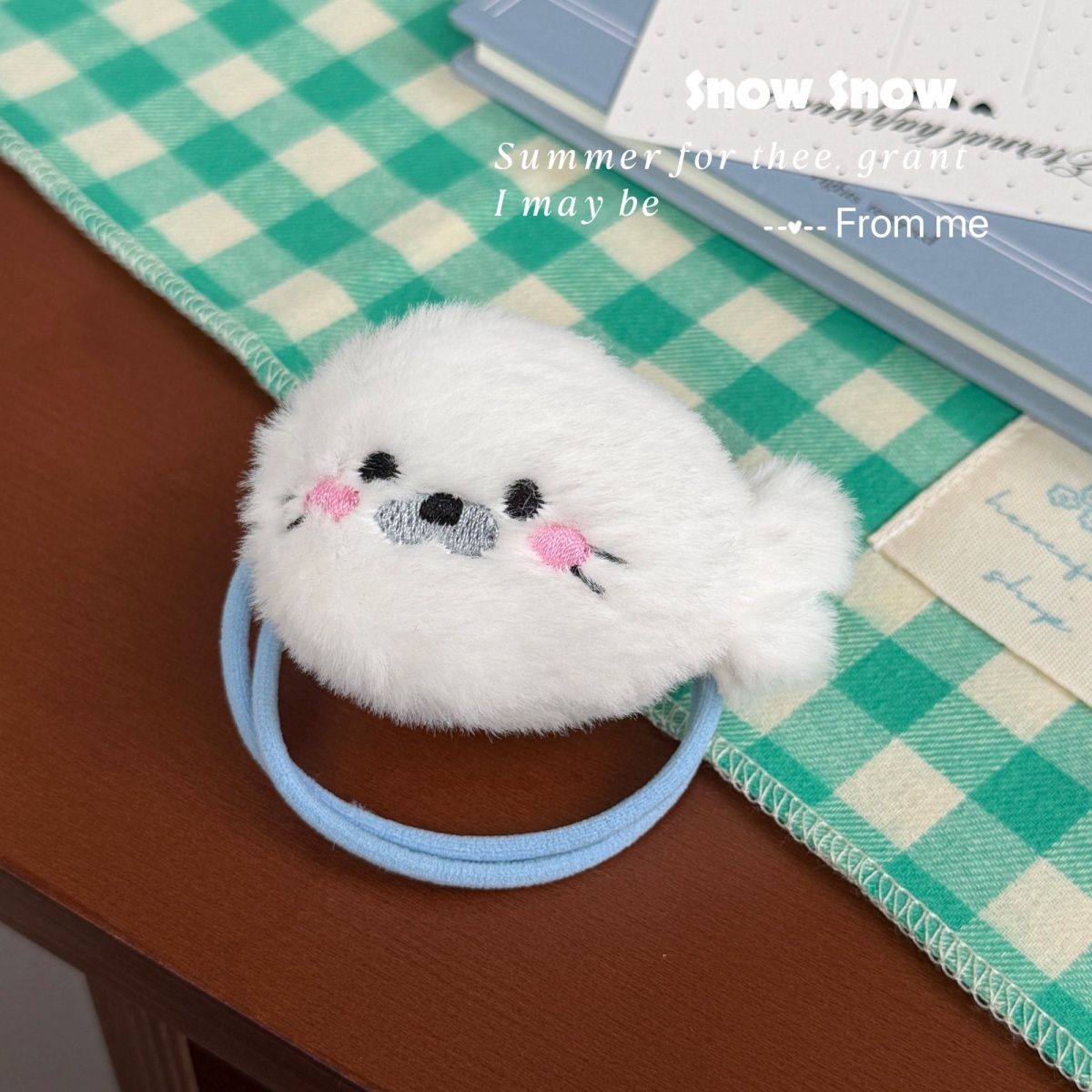 Cute Plush Seal Hair Ties Set - Kawaii Fish Seal Ponytail Holders for Girls