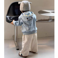 Blue Little Shark Hoodie + Beige Pants (2-Piece Set)