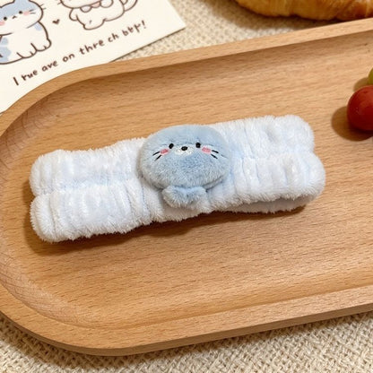 Cute Plush Seal Headband for Face Washing and Skincare