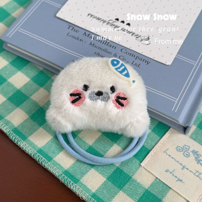 Cute Plush Seal Hair Ties Set - Kawaii Fish Seal Ponytail Holders for Girls