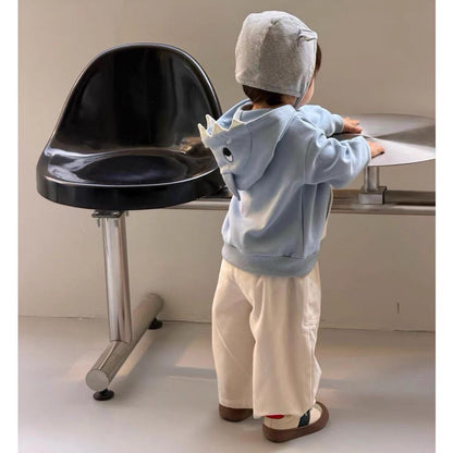 Boys' Shark Hoodie and Pants Set, Cute Cartoon Long-Sleeve Top with Beige Casual Pants, Fall Outfit