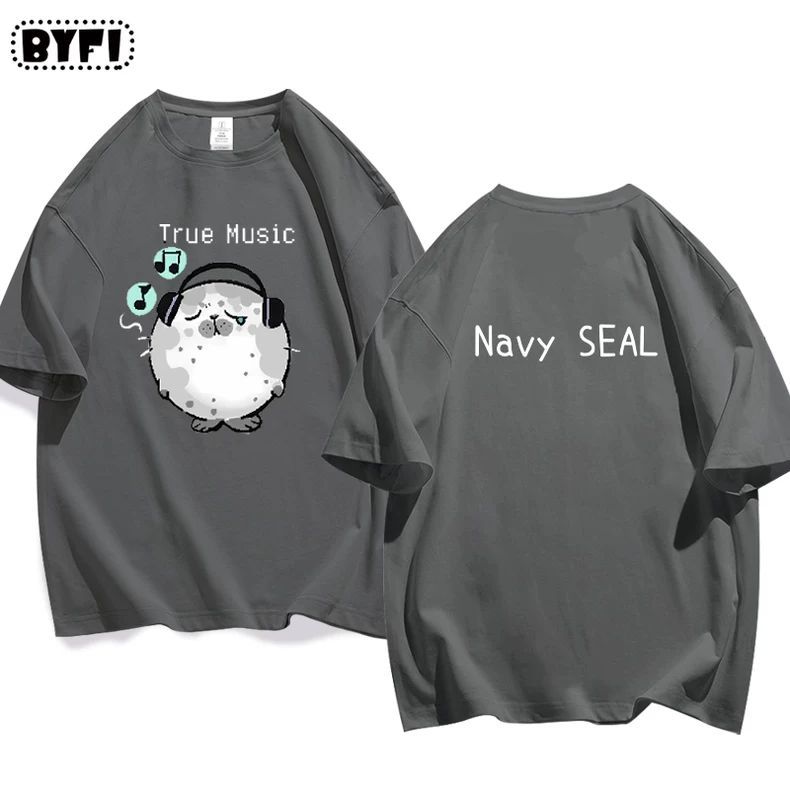 Cute Seal Graphic Cotton T-Shirt in Multiple Designs