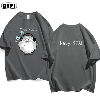 Cute Seal Graphic Cotton T-Shirt in Multiple Designs