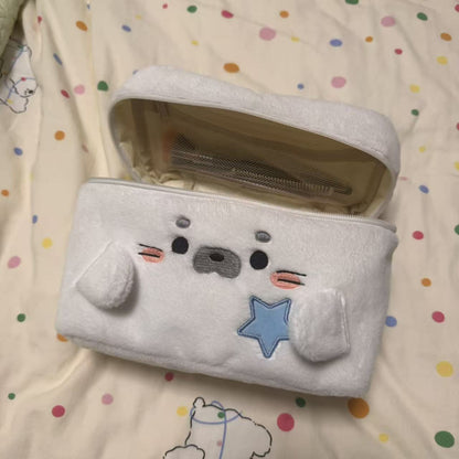 Fluffy Seal Makeup Organizer Pouch with Compartments