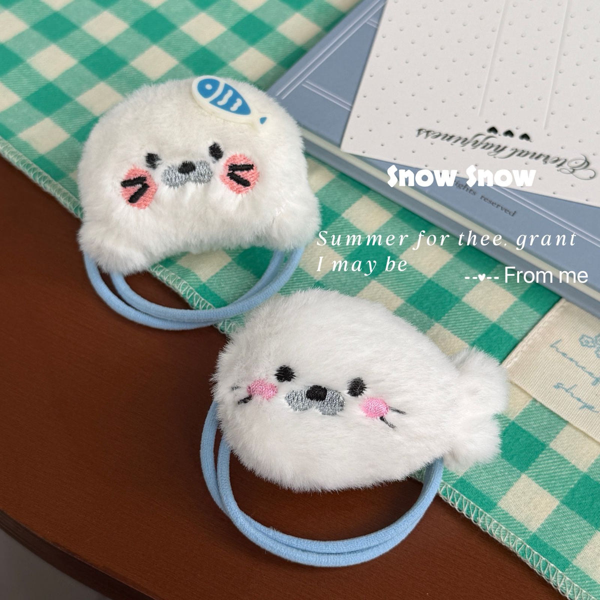 Cute Plush Seal Hair Ties Set - Kawaii Fish Seal Ponytail Holders for Girls