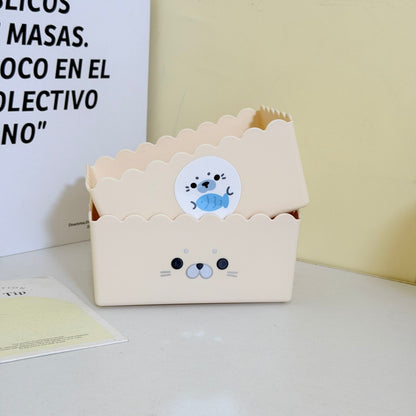 Cream Seal Lace Desk Organizer for Stationery and Small Items
