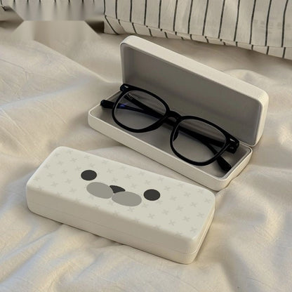 Minimalist Seal Motif Portable PU Leather Eyeglasses Case for Men & Women Students