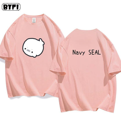 Cute Seal Graphic Cotton T-Shirt in Multiple Designs