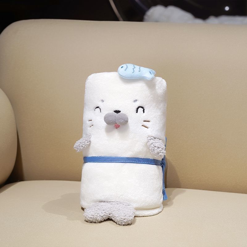 Fluffy Seal Flannel Throw Blanket for Naps & Travel