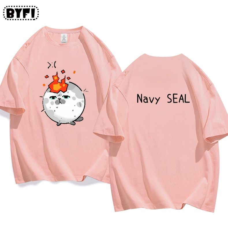 Cute Seal Graphic Cotton T-Shirt in Multiple Designs