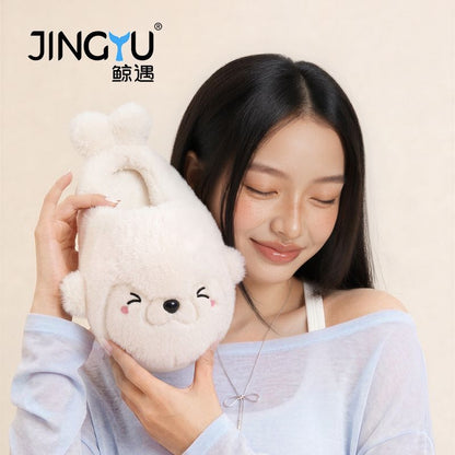 Cute Plush Seal Slippers for Women, Fleece-Lined Warm House Shoes with Soft Sole