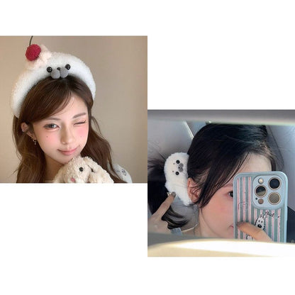 Fluffy Seal Spa Headband for Face Washing & Makeup