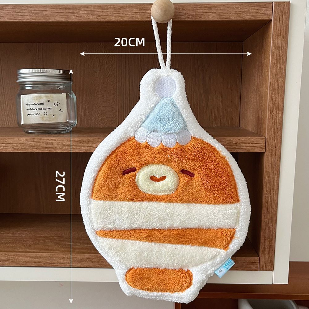Cute Hanging Kitchen Towel, Coral Fleece Absorbent Quick-Dry Lint-Free Hand Towel for Kids and Bathroom