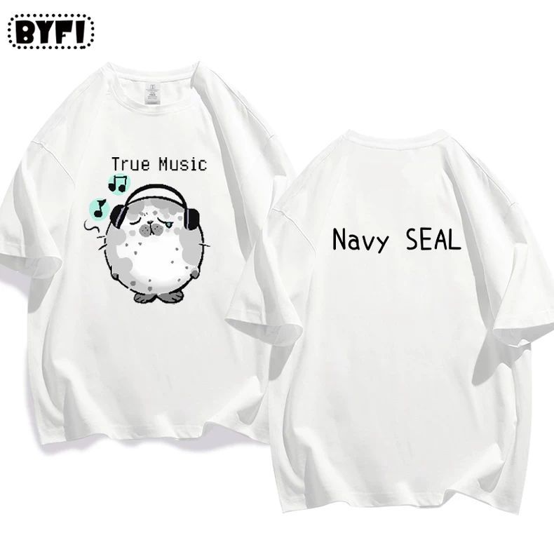 Cute Seal Graphic Cotton T-Shirt in Multiple Designs