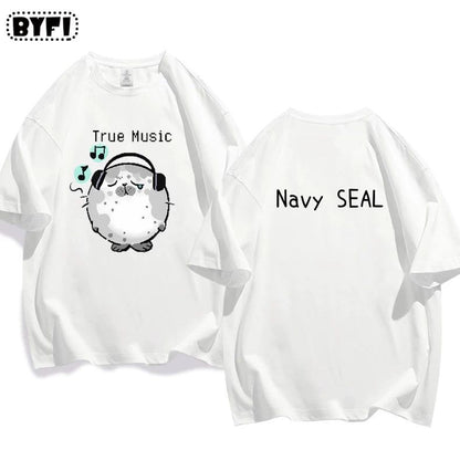 Cute Seal Graphic Cotton T-Shirt in Multiple Designs
