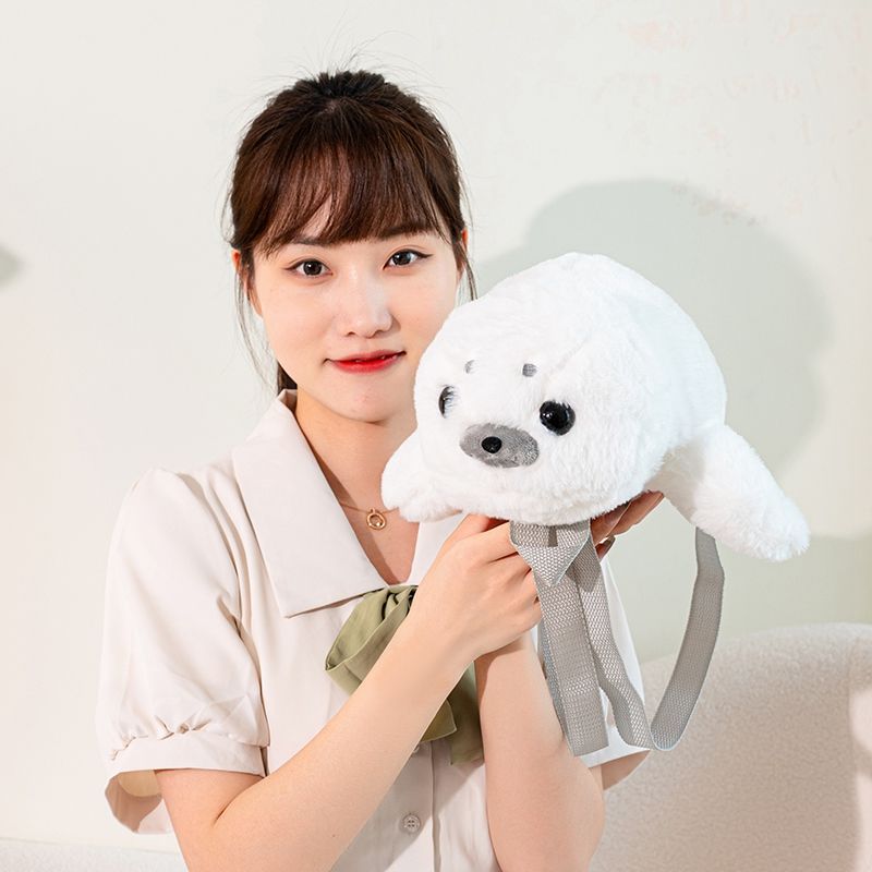 Mini Seal Plush 2-Way Backpack & Shoulder Bag