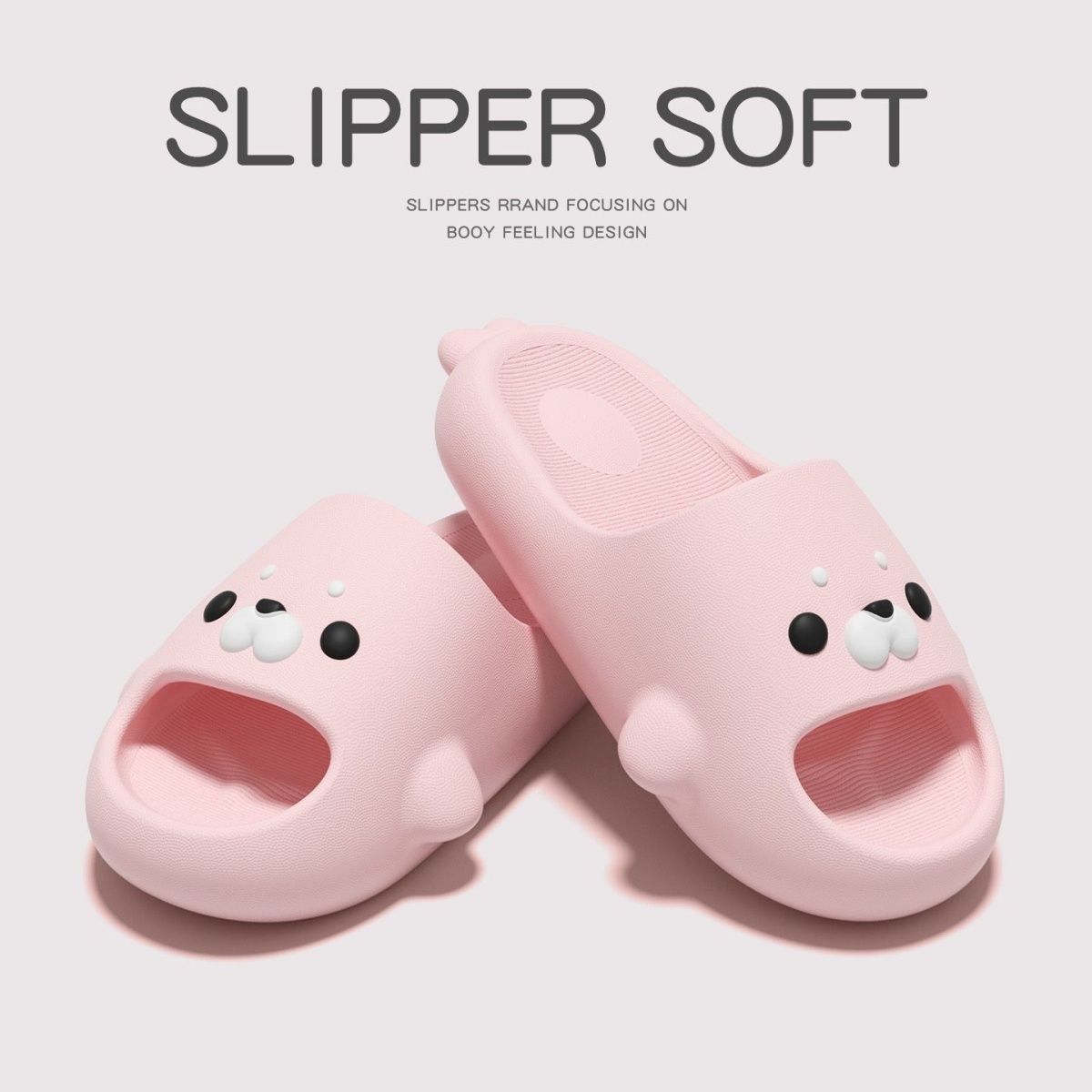 EVA Cute Seal Slippers for Couples, Quiet Non-Slip Indoor Bathroom House Shoes