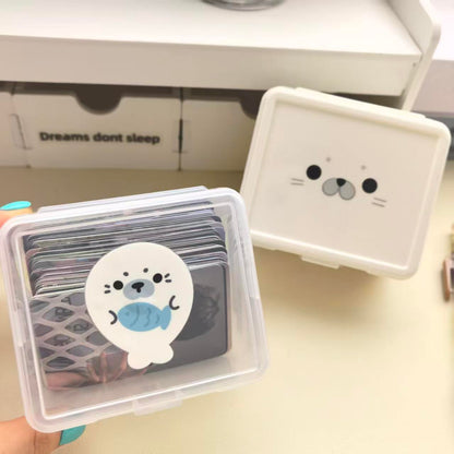 Cute Seal Flip-Top Storage Box for Cards, Hair Ties, and Clips