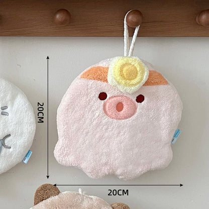 Cute Hanging Kitchen Towel, Coral Fleece Absorbent Quick-Dry Lint-Free Hand Towel for Kids and Bathroom