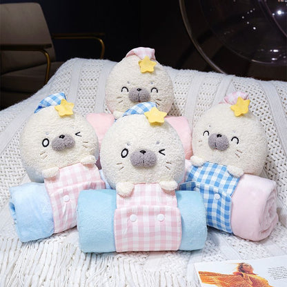 3D Seal Roll-Up Travel Blanket with Built-In Storage