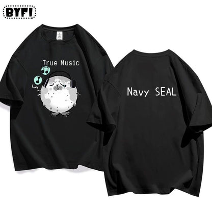 Cute Seal Graphic Cotton T-Shirt in Multiple Designs