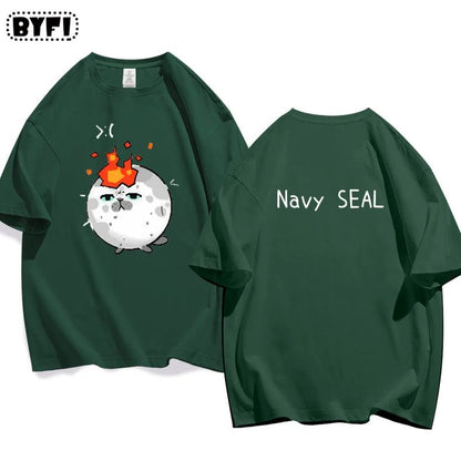 Cute Seal Graphic Cotton T-Shirt in Multiple Designs