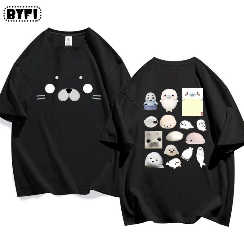 Cute Seal Graphic Cotton T-Shirt in Multiple Designs