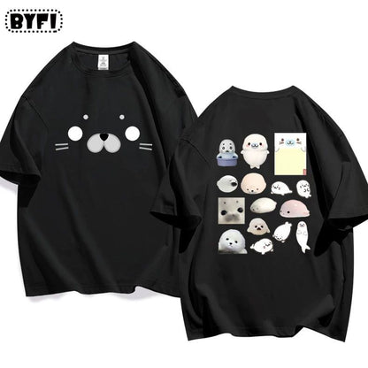 Cute Seal Graphic Cotton T-Shirt in Multiple Designs