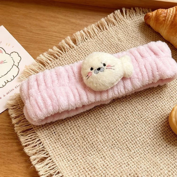 Cute Plush Seal Headband for Face Washing and Skincare