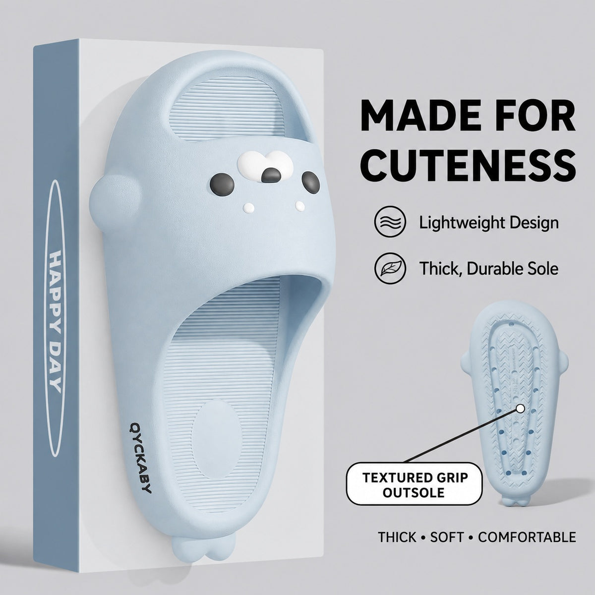QYCKABY Cloud Cartoon Seal Slippers for Women, Indoor/Outdoor Anti-Skid Bathroom Slippers 商品画像