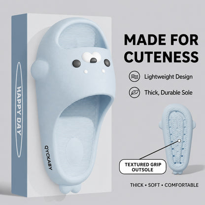 QYCKABY Cloud Cartoon Seal Slippers for Women, Indoor/Outdoor Anti-Skid Bathroom Slippers 商品画像