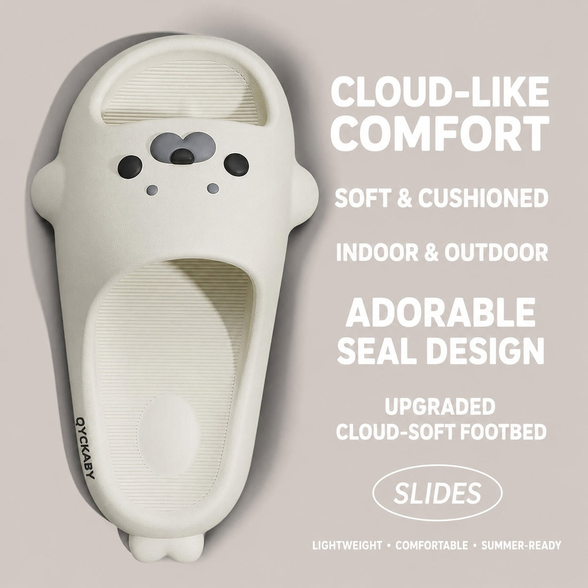 QYCKABY Cloud Cartoon Seal Slippers for Women, Indoor/Outdoor Anti-Skid Bathroom Slippers 商品画像
