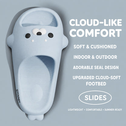 QYCKABY Cloud Cartoon Seal Slippers for Women, Indoor/Outdoor Anti-Skid Bathroom Slippers 商品画像